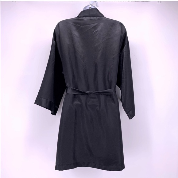 Adore Me Women’s Black Satin Belt Robe Nighty Throw-on Coverup Kink Cosplay - Picture 5 of 14